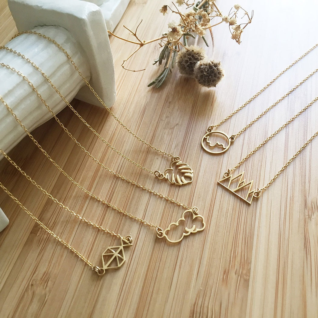 GOLD. Tiny Minimal handmade FISH necklace. Gold plated Silver. Small fish pendant.