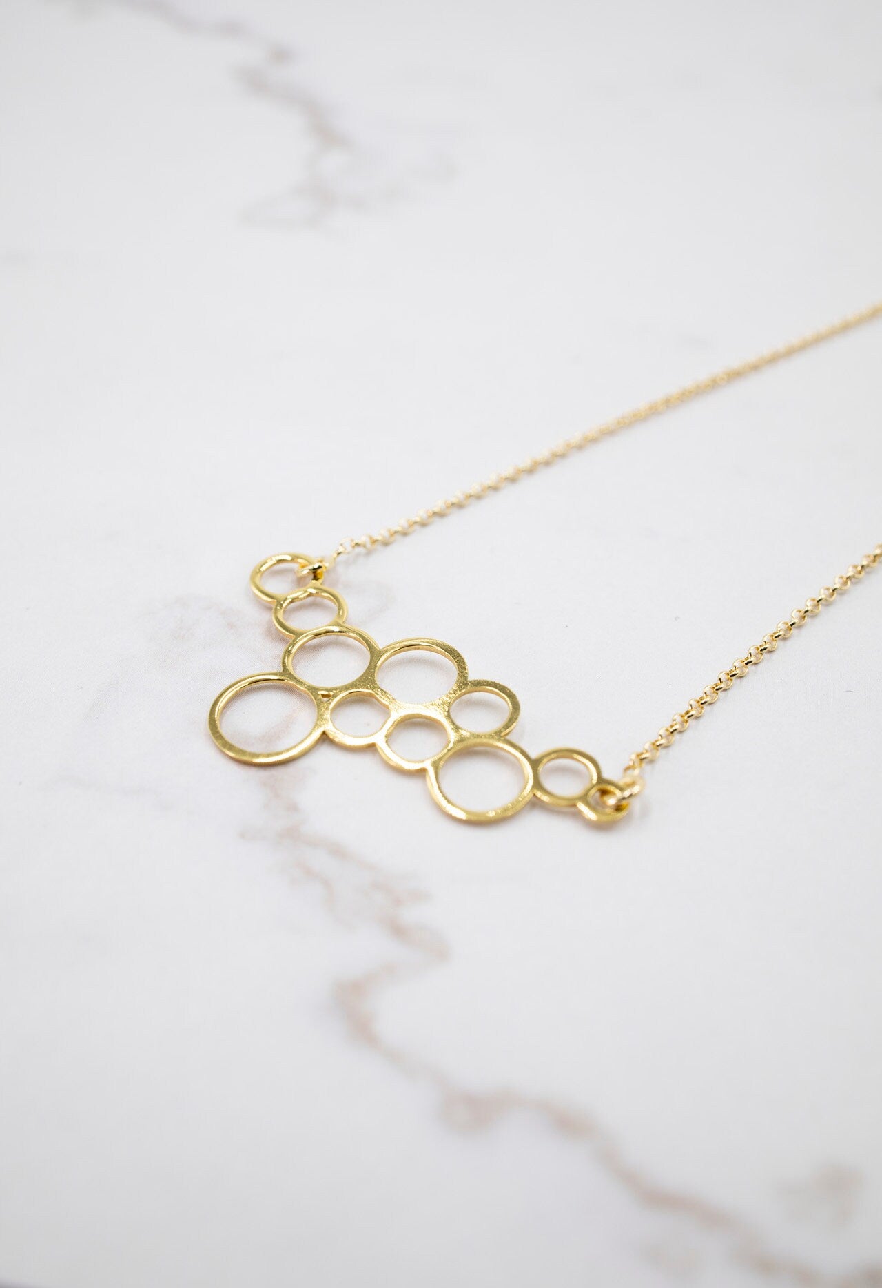 GOLDPLATED Necklace. BUBBLES. Goldplated Silver 24k. Delicate and elegant.A Perfect gift.