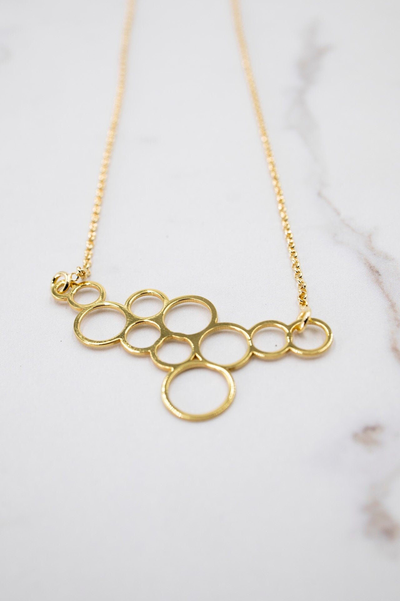 GOLDPLATED Necklace. BUBBLES. Goldplated Silver 24k. Delicate and elegant.A Perfect gift.