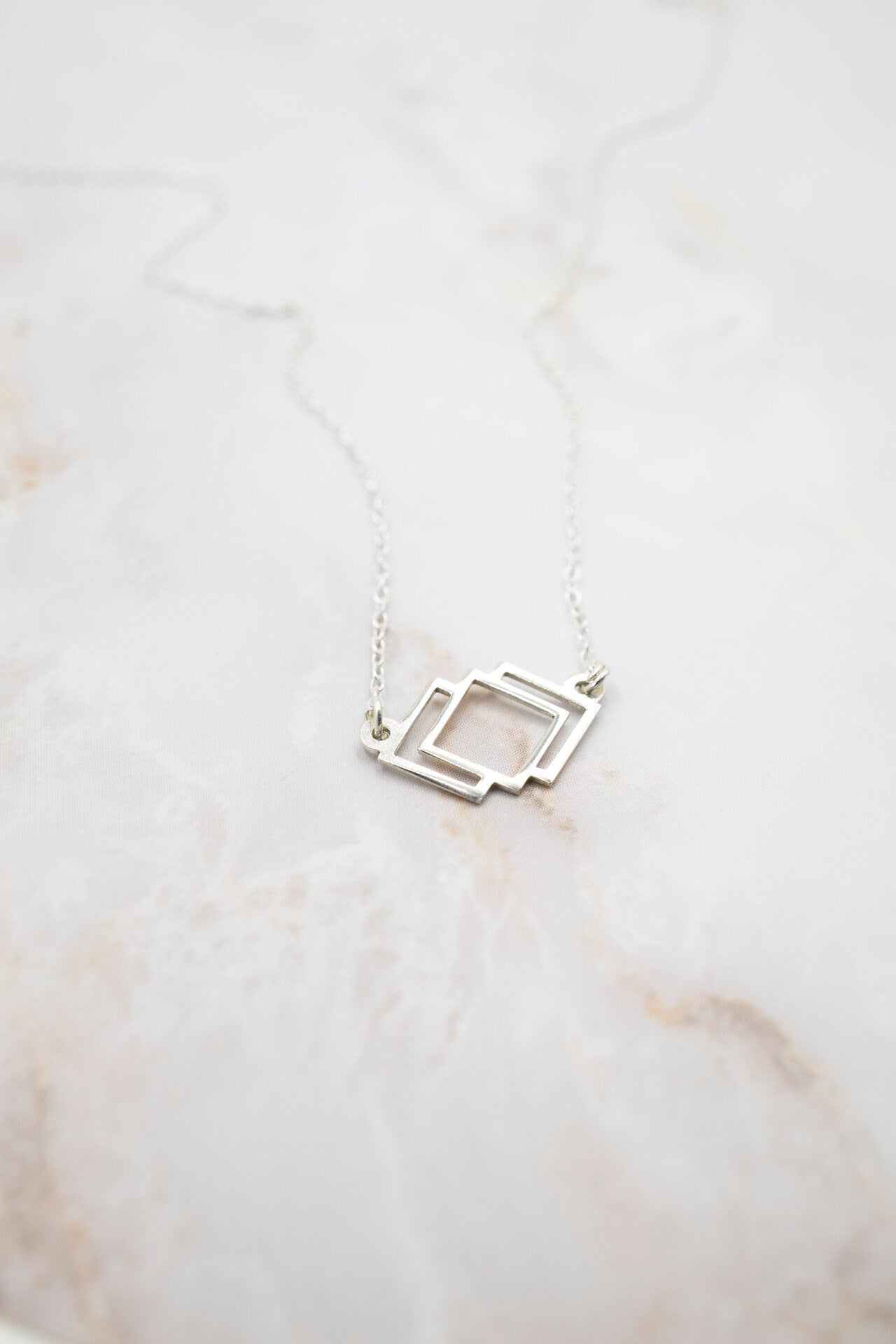 SILVER Mini Necklace. RHOMBUS. Sterling Silver 925. Delicate and elegant piece perfect for gifts.