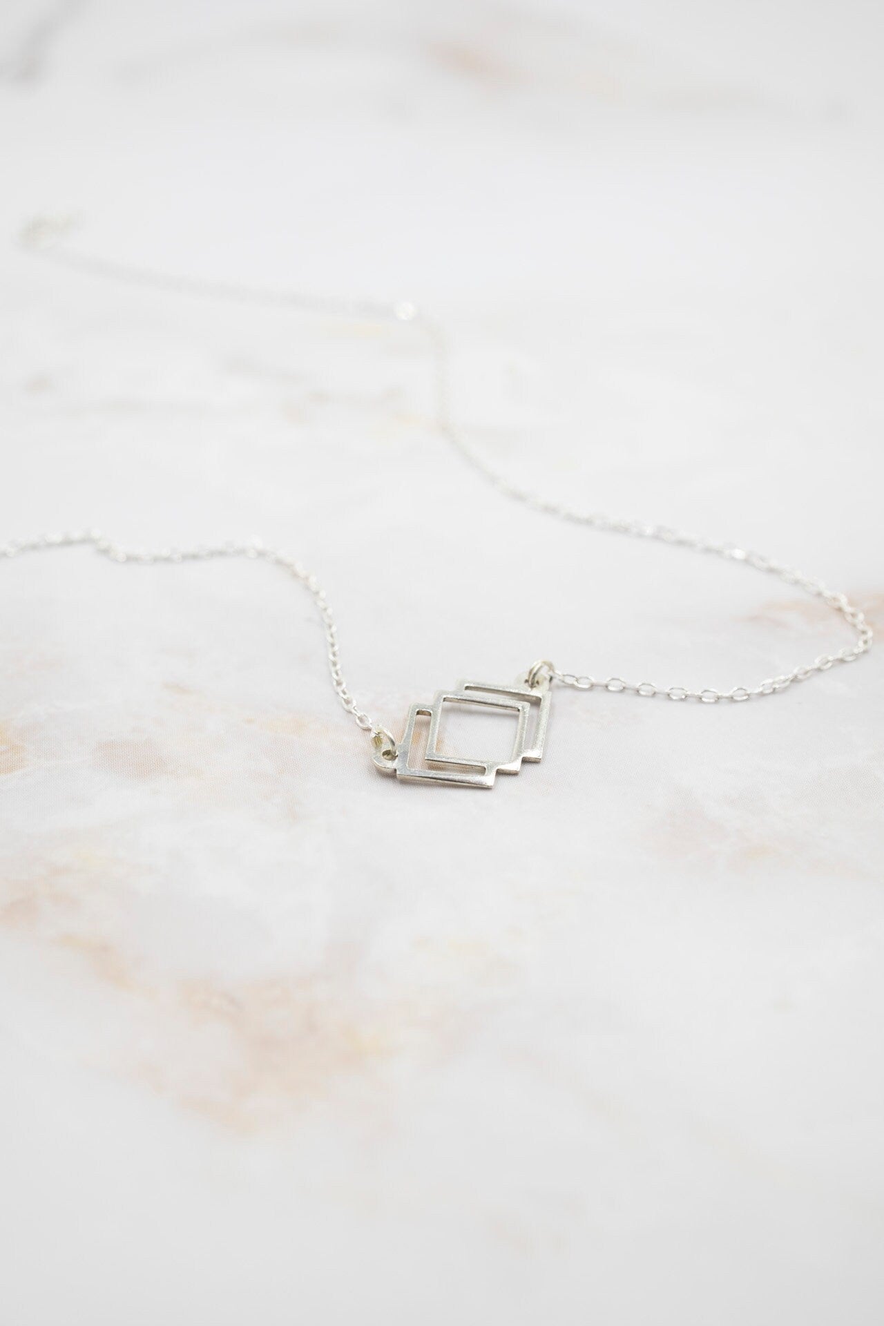 SILVER Mini Necklace. RHOMBUS. Sterling Silver 925. Delicate and elegant piece perfect for gifts.
