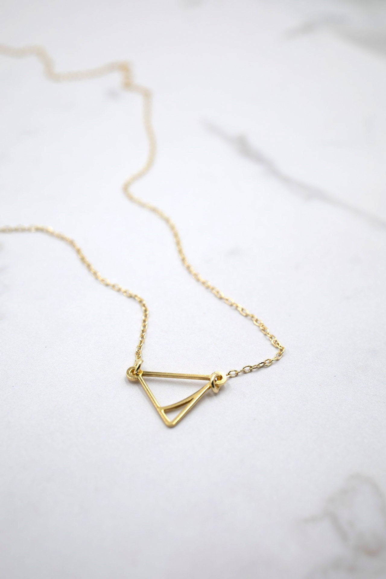 GOLDPLATED Mini Necklace. TRIANGLE. Goldplated silver 24k. Minimalist jewelry. Delicate, elegant. Gift.