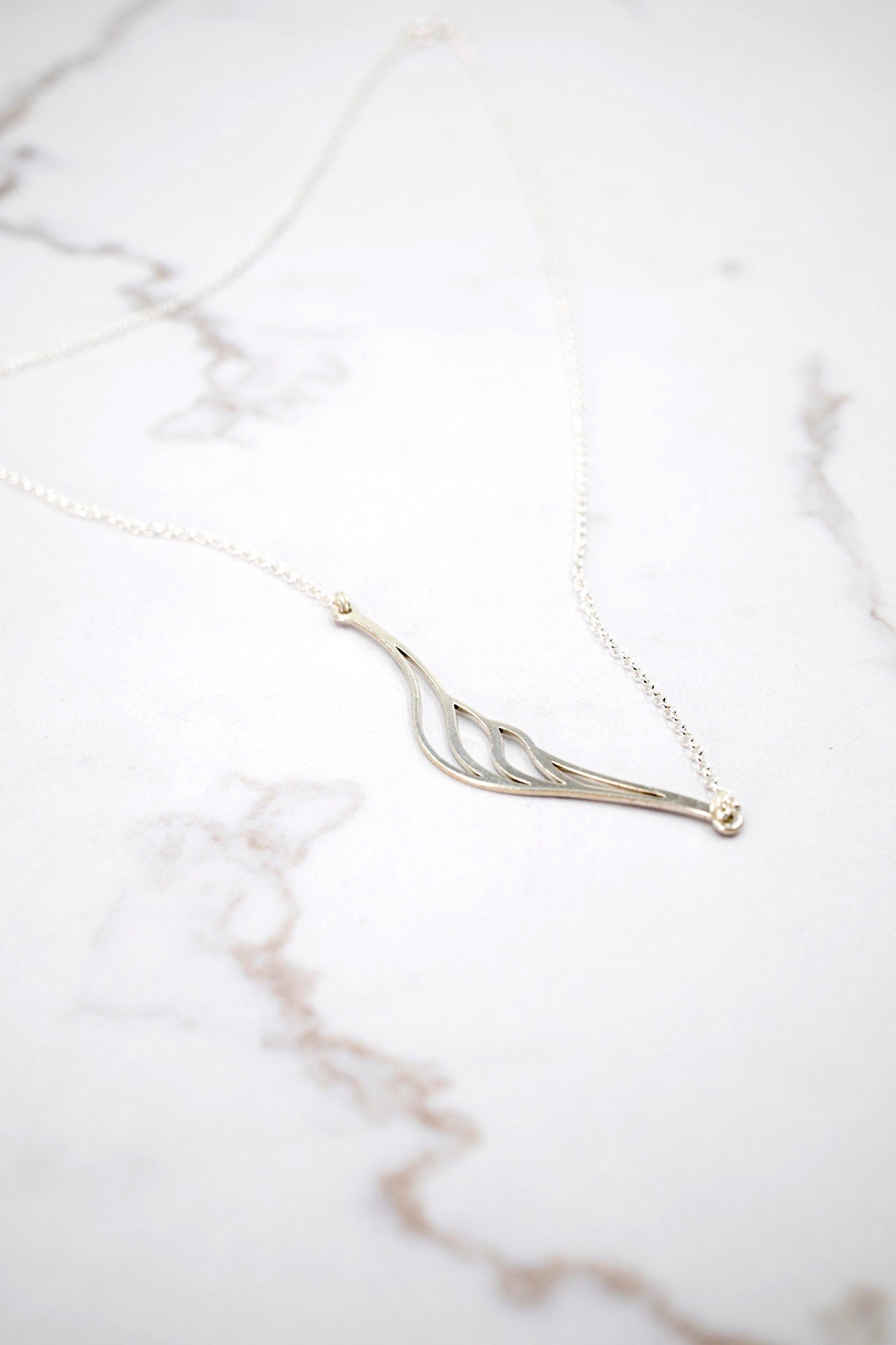 SILVER Necklace. THIN CHRYSALIS. Sterling Silver 925. Delicate and elegant piece perfect for gifts.