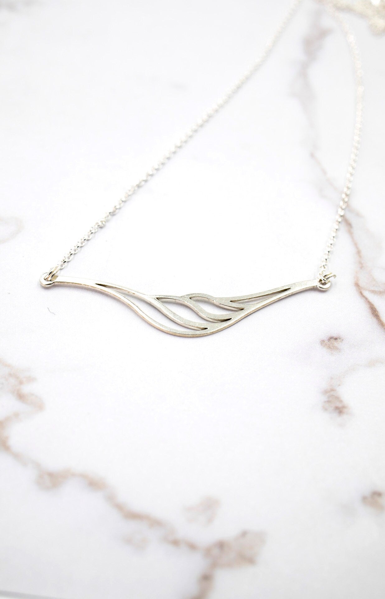 SILVER Necklace. THIN CHRYSALIS. Sterling Silver 925. Delicate and elegant piece perfect for gifts.