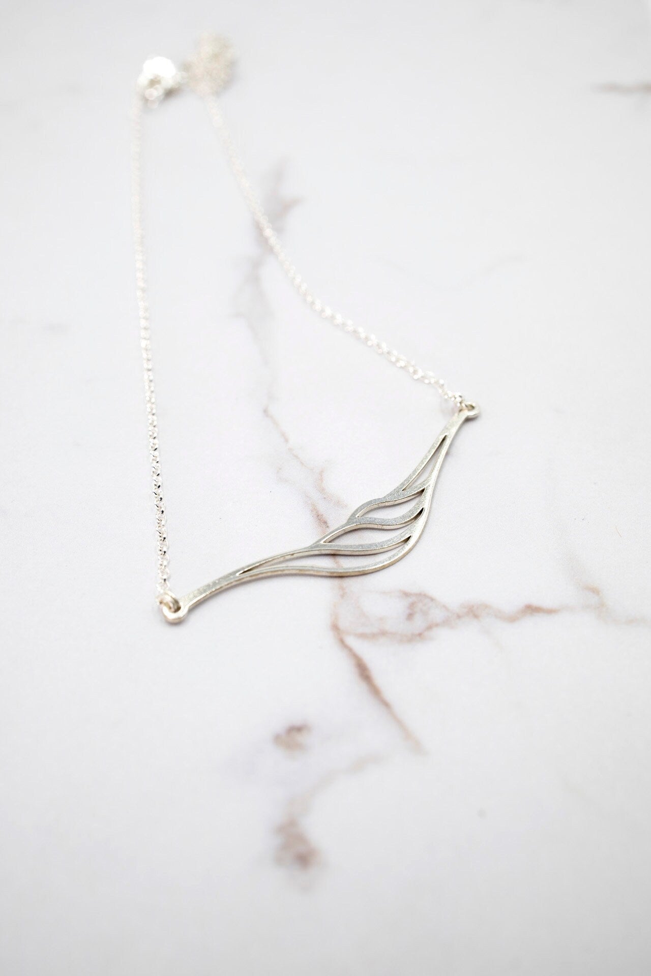 SILVER Necklace. THIN CHRYSALIS. Sterling Silver 925. Delicate and elegant piece perfect for gifts.