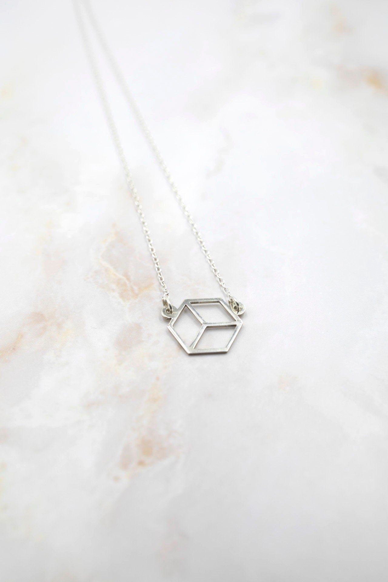 SILVER Mini Necklace. MICROCUBE. Sterling Silver 925. Delicate and elegant piece perfect for gifts.