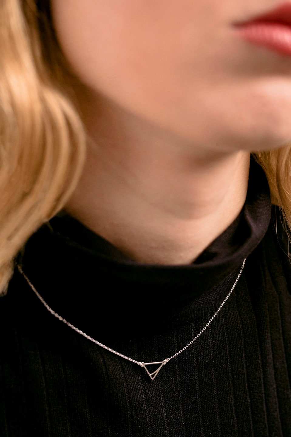 SILVER Mini Necklace. TRIANGLE. Sterling Silver 925. Delicate and elegant piece perfect for gifts.