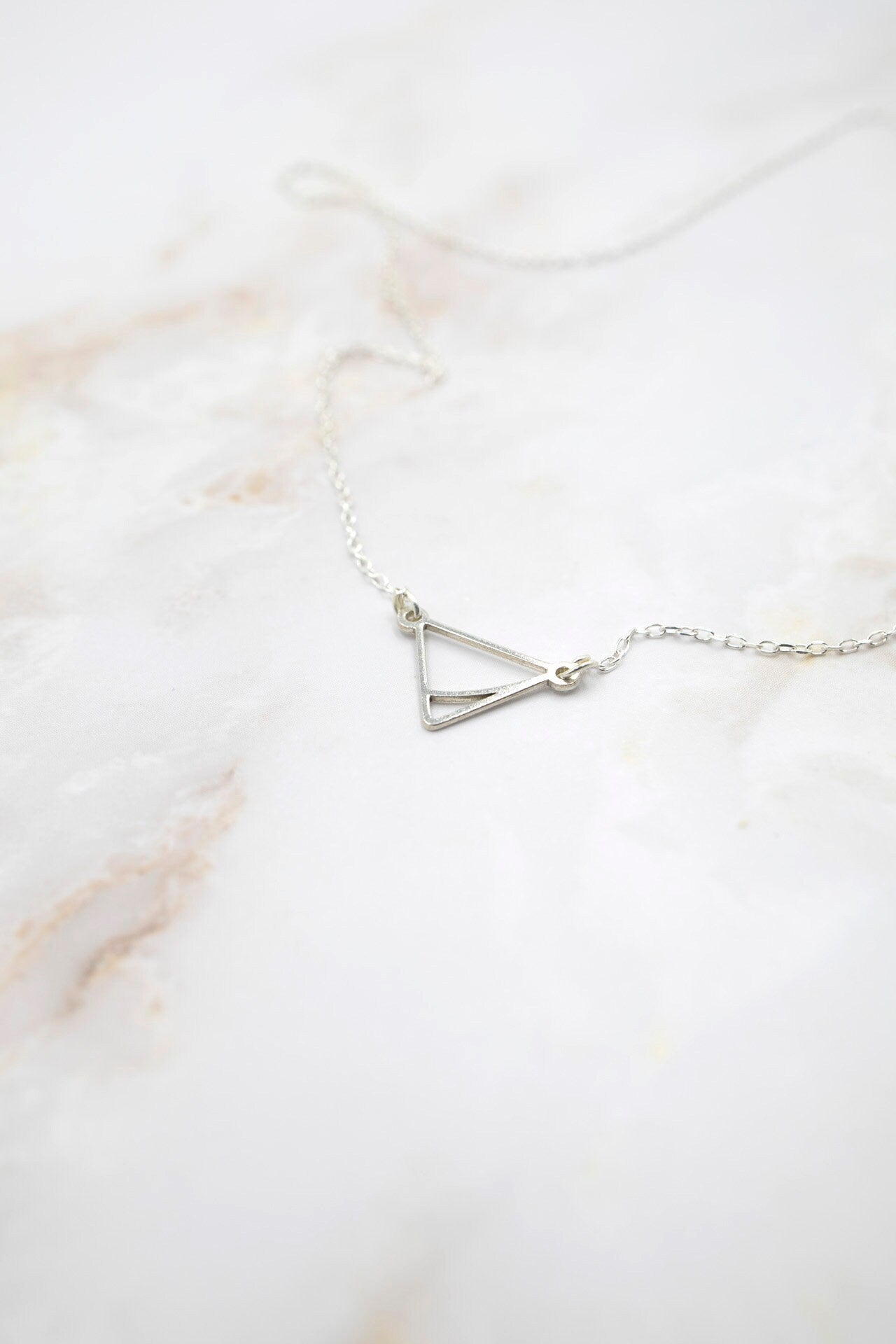 SILVER Mini Necklace. TRIANGLE. Sterling Silver 925. Delicate and elegant piece perfect for gifts.