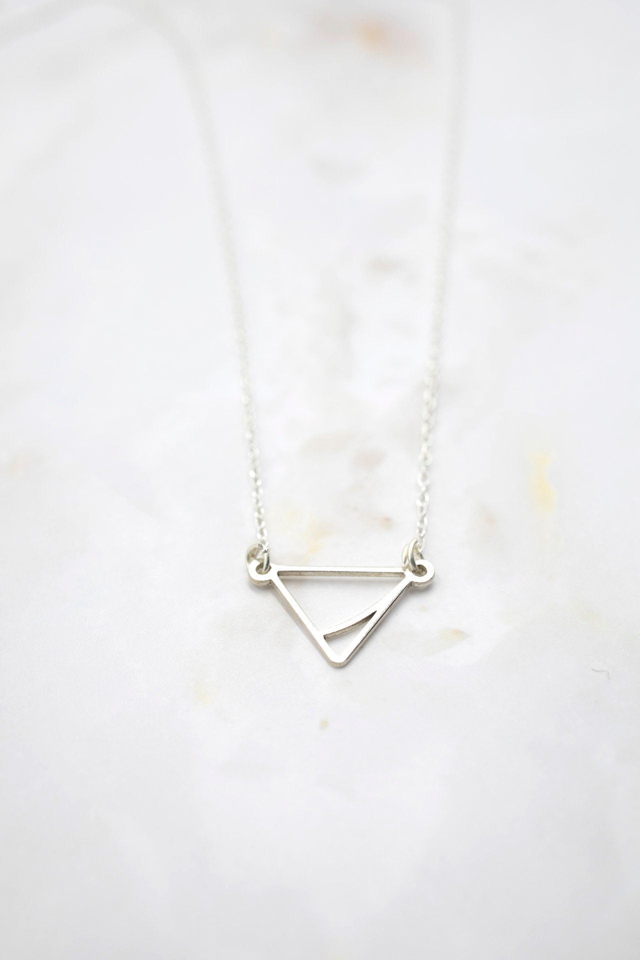 SILVER Mini Necklace. TRIANGLE. Sterling Silver 925. Delicate and elegant piece perfect for gifts.