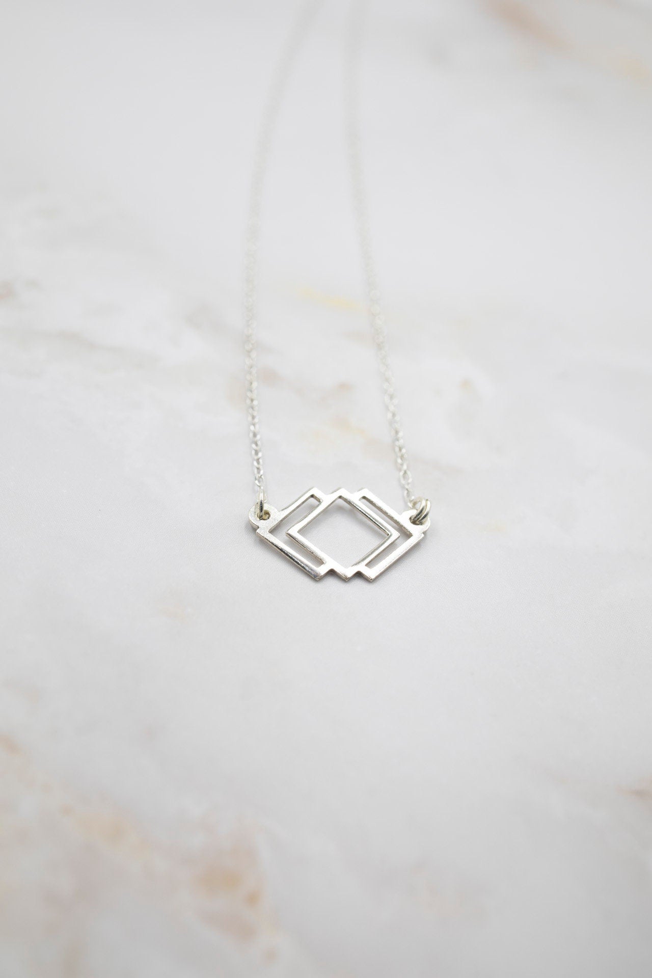 SILVER Mini Necklace. RHOMBUS. Sterling Silver 925. Delicate and elegant piece perfect for gifts.