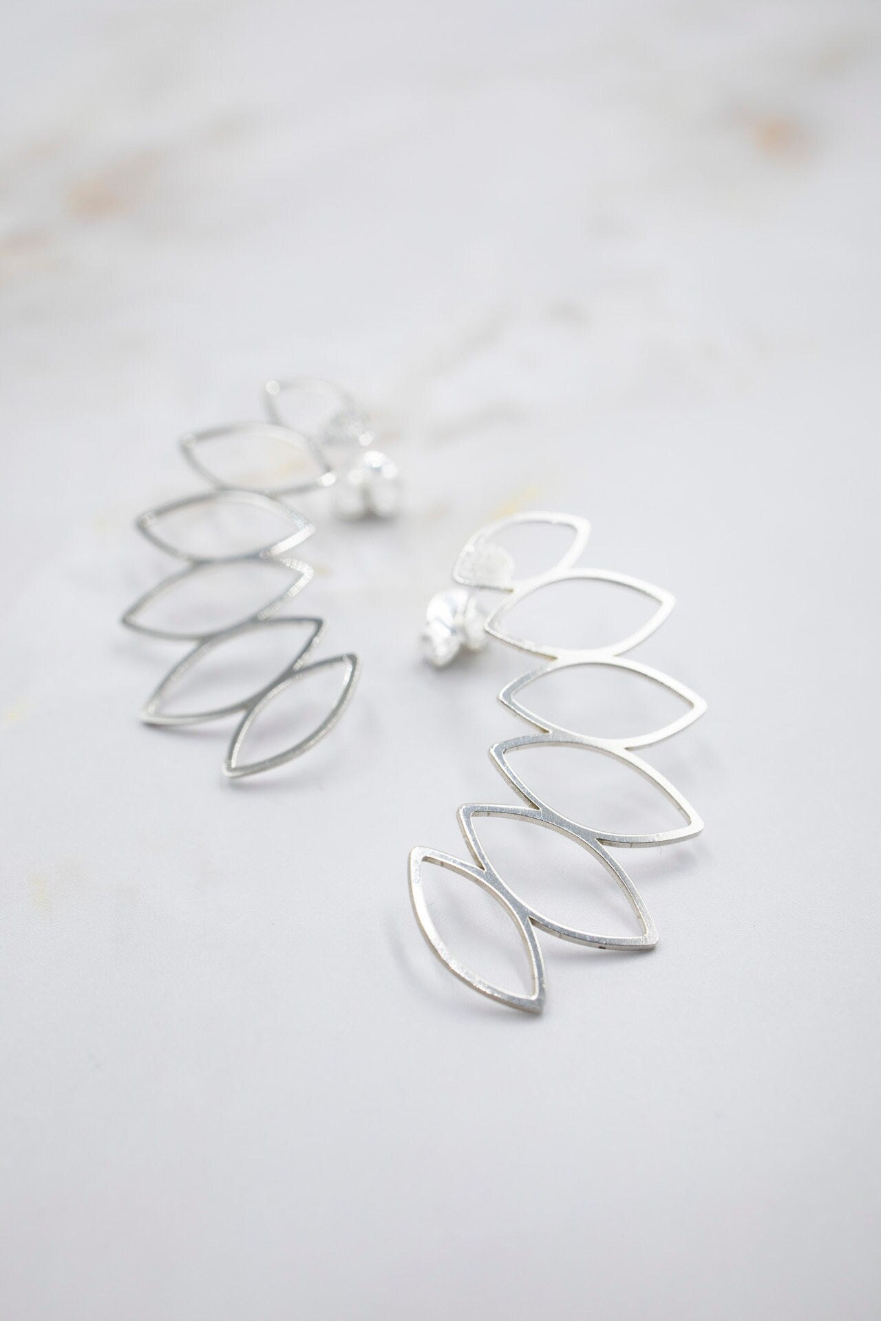 SILVER Earrings. LEAVES. Special edition minimalist earrings. Sterling Silver.