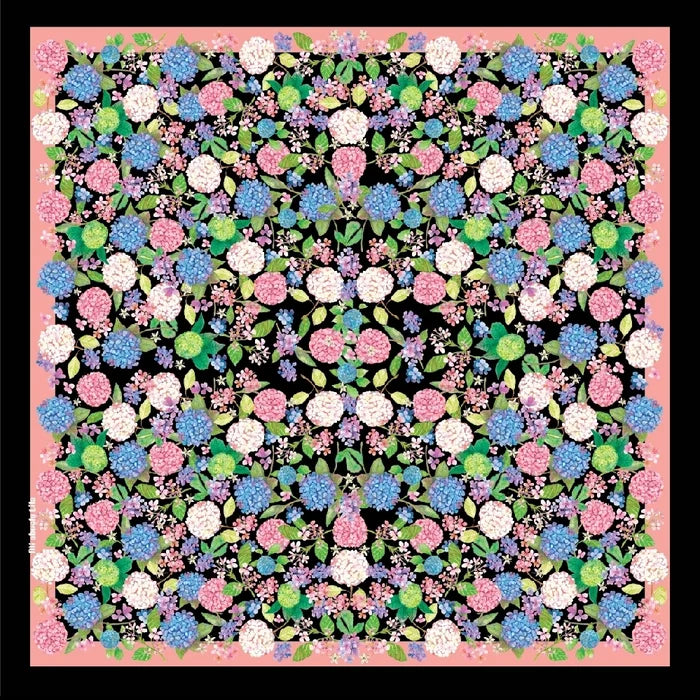 Pañuelo Hortensias negro