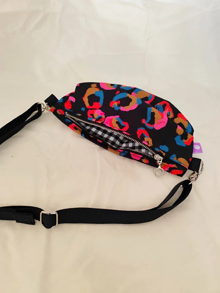 Orange houndstooth fanny pack/crossbody bag