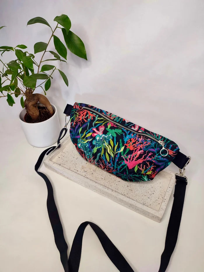 Orange houndstooth fanny pack/crossbody bag