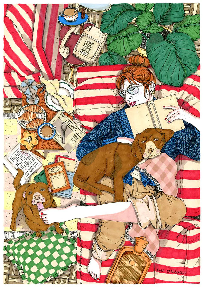 Ilustración Sofa y perros