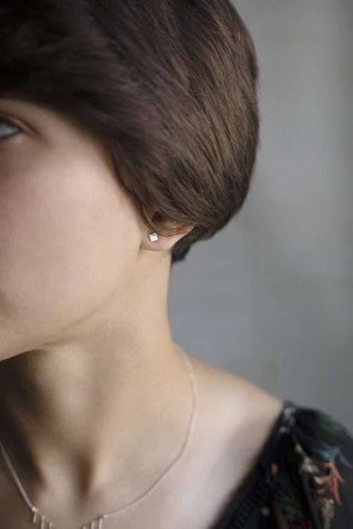 Pendientes Plata Mini Cuadrado