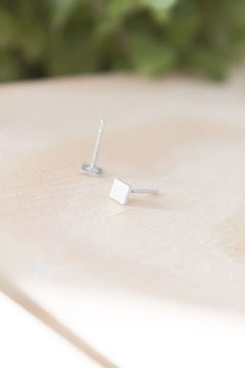 Pendientes Plata Mini Cuadrado