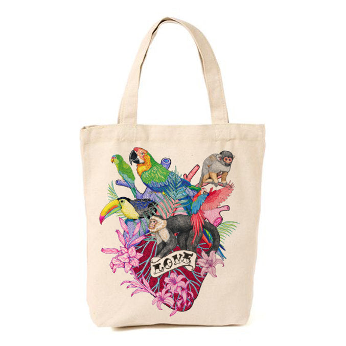 Totebag Corazon tropical