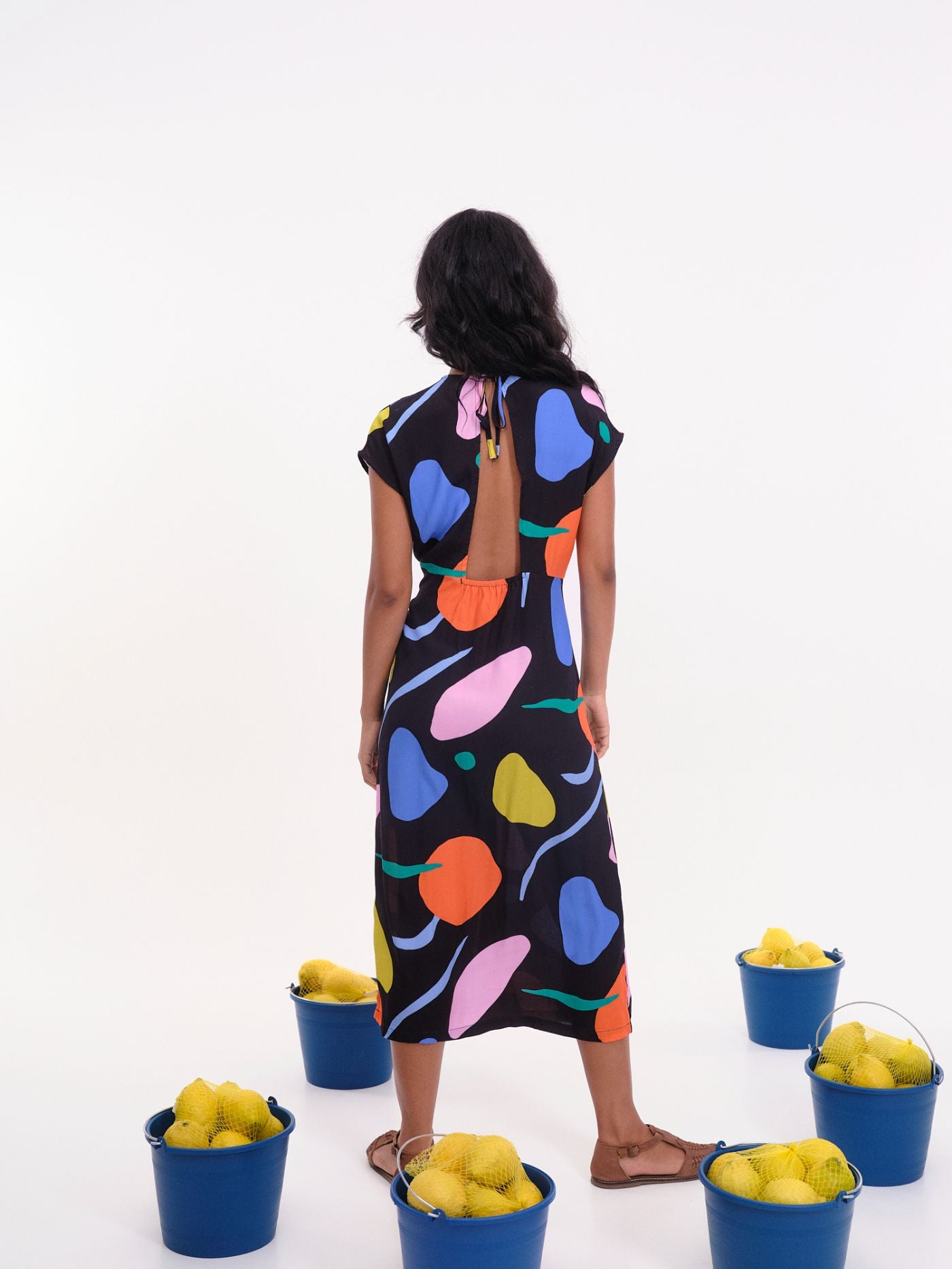 Vestido Musna Negro estampado