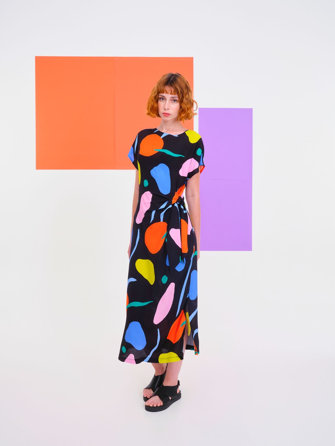 Vestido Ohope Negro estampado