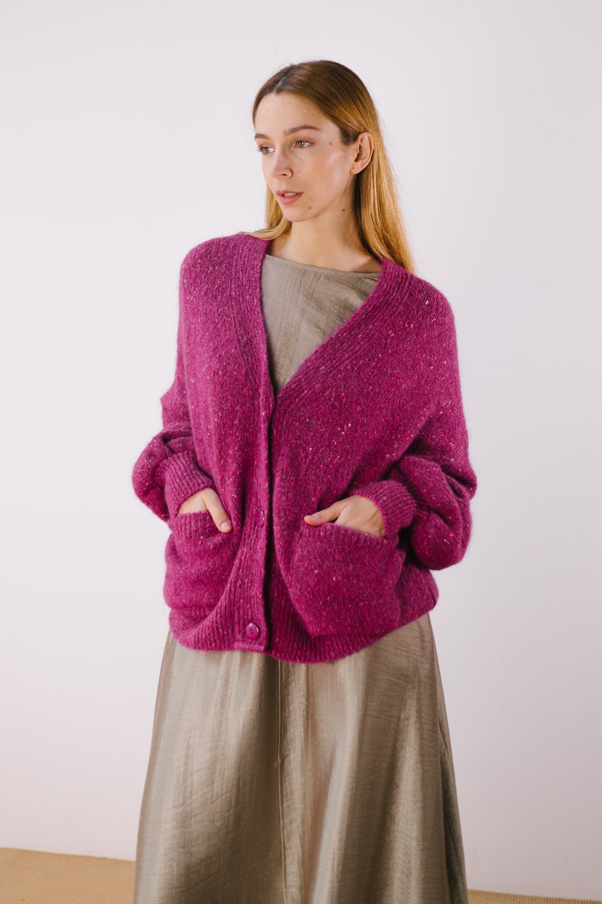 Chaqueta de punto Fucsia