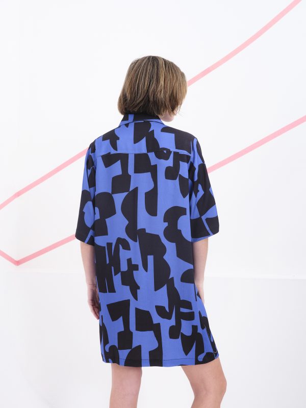 Vestido Coppola azul abstracto - Imagen 3