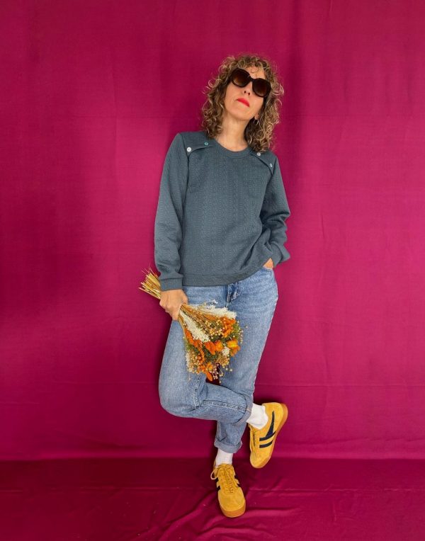 Sudadera Button Petroleo - Imagen 3